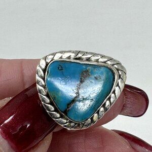 Sterling Silver ring boho style with turquoise gemstone